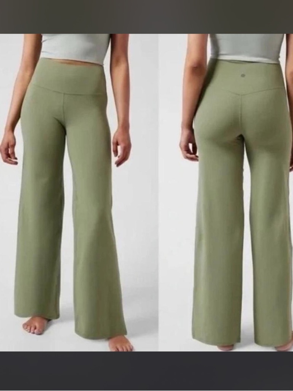 Athleta Olive Green High-Rise Wide-Leg yoga Pants